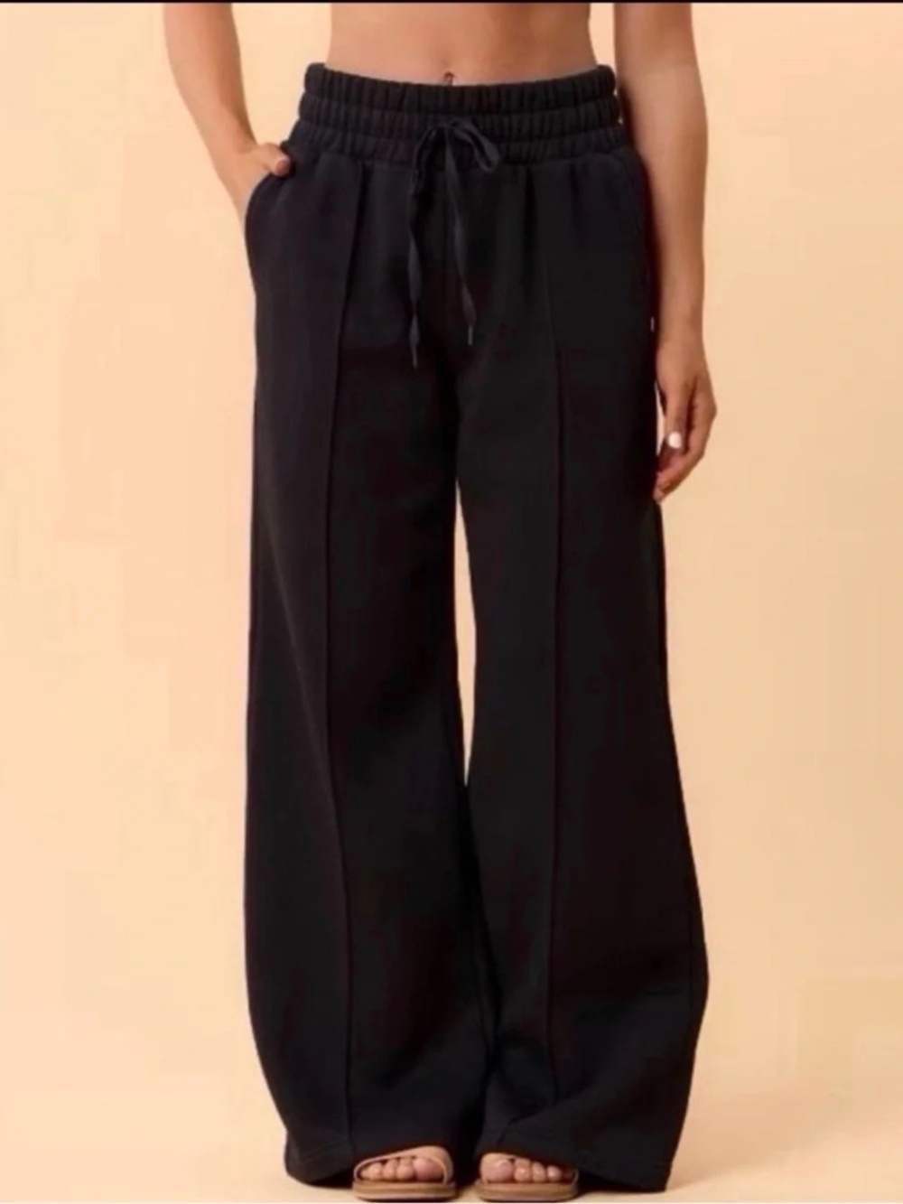 Blogilates Women’s Trouser Sweats Jet Black Plus Size Wide Leg 2X